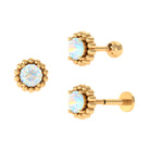 Ethiopian Opal Gold Beaded Earring for Cartilage Piercing Ethiopian Opal - ( AAA ) - Quality - Rosec Jewels