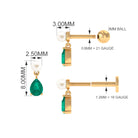 Freshwater Pearl and Emerald Helix Dangle Earring Emerald - ( AAA ) - Quality - Rosec Jewels