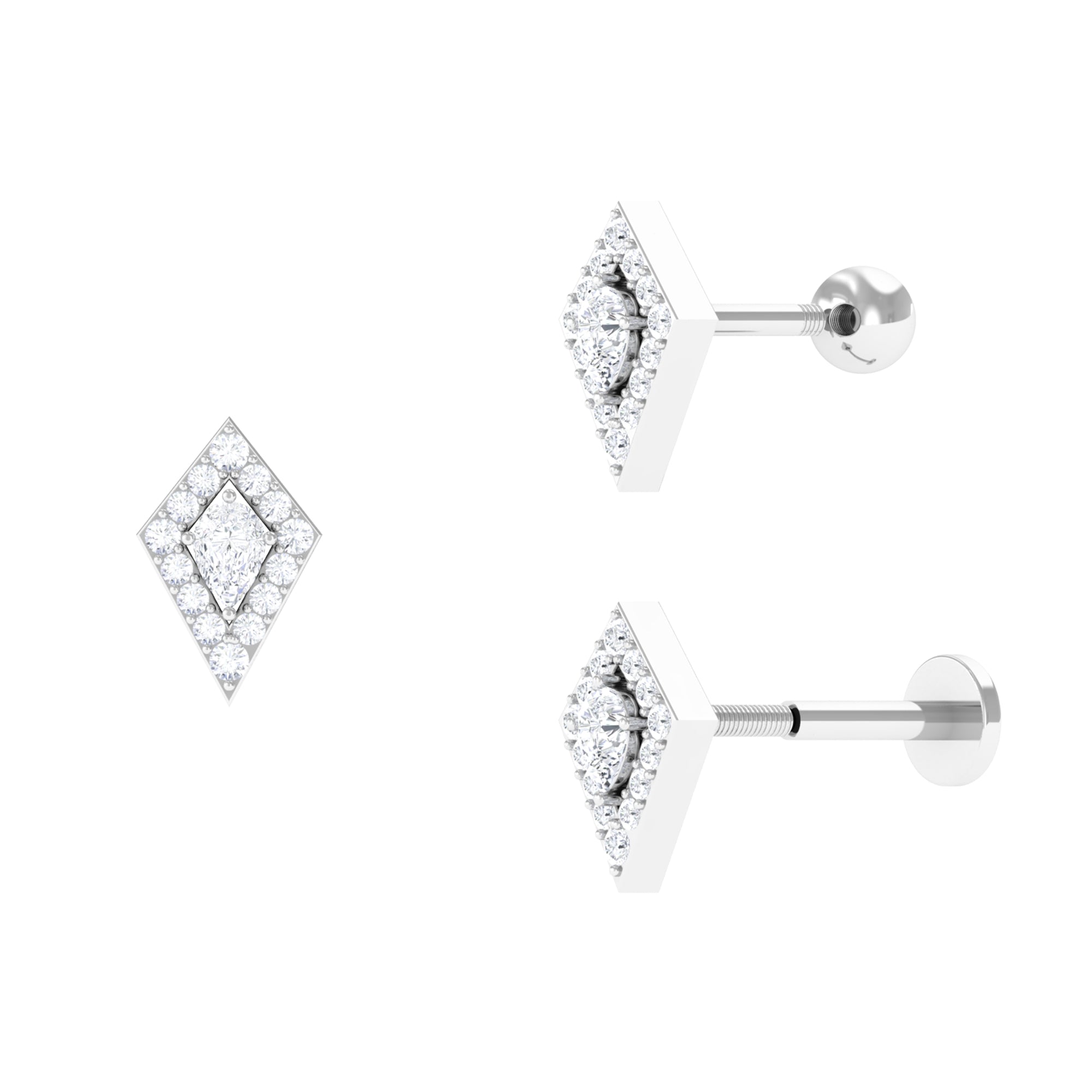 Unique Moissanite Kite Earring for Cartilage Piercing Moissanite - ( D-VS1 ) - Color and Clarity - Rosec Jewels