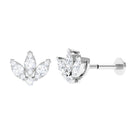 Certified Moissanite Lotus Earring for Cartilage Piercing Moissanite - ( D-VS1 ) - Color and Clarity - Rosec Jewels