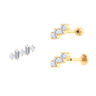 Baguette and Round Moissanite Ear Crawler Earring Moissanite - ( D-VS1 ) - Color and Clarity - Rosec Jewels
