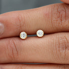 Dainty Moissanite Solitaire Stud Earrings in Bezel Setting Moissanite - ( D-VS1 ) - Color and Clarity - Rosec Jewels