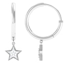 Diamond Celestial Hoop Drop Earrings with Milgrain Details Diamond - ( HI-SI ) - Color and Clarity - Rosec Jewels