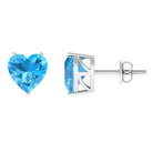 3 CT Heart Shape Swiss Blue Topaz Solitaire Stud Earrings Swiss Blue Topaz - ( AAA ) - Quality - Rosec Jewels