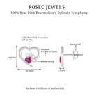 1/2 CT Heart Shape Pink Tourmaline and Diamond Dog Paw Stud Earrings Pink Tourmaline - ( AAA ) - Quality - Rosec Jewels