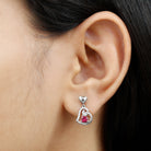 3/4 CT Created Ruby and Diamond Accent Heart Drop Earring Lab Created Ruby - ( AAAA ) - Quality - Rosec Jewels