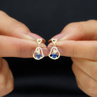 Blue Sapphire and Diamond Accent Heart Drop Earring Blue Sapphire - ( AAA ) - Quality - Rosec Jewels