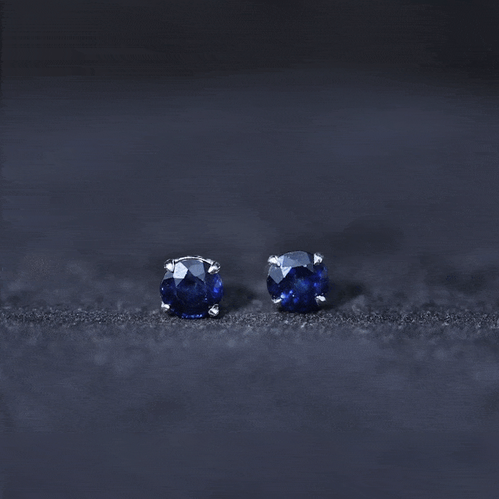 5 MM Round Blue Sapphire Solitaire Stud Earrings in Claw Setting Blue Sapphire - ( AAA ) - Quality - Rosec Jewels
