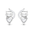 Heart and Round Diamond Animal Stud Earrings Diamond - ( HI-SI ) - Color and Clarity - Rosec Jewels