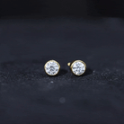 Certified Moissanite Solitaire Stud Earrings in Bezel Setting Moissanite - ( D-VS1 ) - Color and Clarity - Rosec Jewels