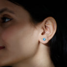Real Swiss Blue Topaz Stud Earrings For Women Swiss Blue Topaz - ( AAA ) - Quality 92.5 Sterling Silver - Rosec Jewels