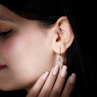 Aquamarine and Diamond Hoop Drop Earrings Aquamarine - ( AAA ) - Quality - Rosec Jewels
