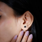 5 MM Created Black Diamond Solitaire Stud Earring in Bezel Setting Lab Created Black Diamond - ( AAAA ) - Quality - Rosec Jewels