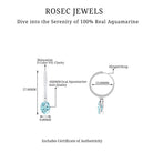 3.25 CT Oval Cut Aquamarine Hoop Drop Earrings with Moissanite Aquamarine - ( AAA ) - Quality - Rosec Jewels