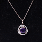 Natural Amethyst and Diamond Swirl Pendant in Gold Amethyst - ( AAA ) - Quality - Rosec Jewels