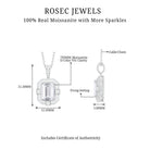 Vintage Style Emerald Cut Moissanite Halo Pendant Necklace Moissanite - ( D-VS1 ) - Color and Clarity - Rosec Jewels