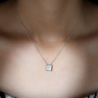 7 MM Princess Cut Ethiopian Opal Solitaire Pendant with Rope Frame Details - Rosec Jewels