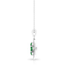 0.5 CT Emerald Cluster Gold Pendant Necklace in Prong Setting Emerald - ( AAA ) - Quality - Rosec Jewels
