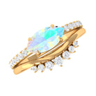 Marquise Ethiopian Opal East West Engagement Ring with Diamond Enhancer Ethiopian Opal - ( AAA ) - Quality - Rosec Jewels
