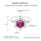 Real Pink Tourmaline Flower Halo Ring with Diamond Pink Tourmaline - ( AAA ) - Quality - Rosec Jewels
