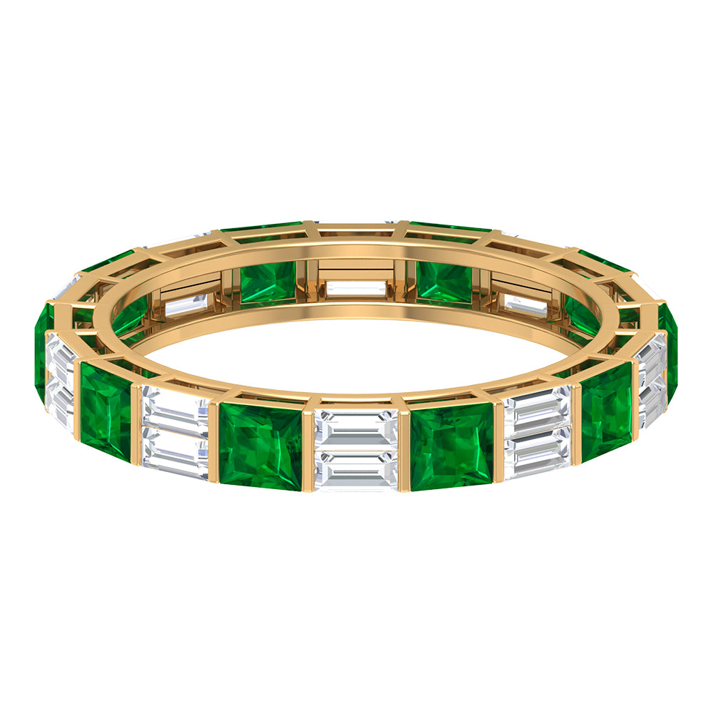 Lab Created Emerald And Moissanite Eternity Band Lab Created Emerald - ( AAAA ) - Quality - Rosec Jewels