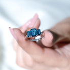 1.75 CT Octagon Cut London Blue Topaz Three Stone Ring London Blue Topaz - ( AAA ) - Quality - Rosec Jewels