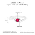3.50 MM Round Cut Ruby Solitaire Ring in Bypass Setting Ruby - ( AAA ) - Quality - Rosec Jewels