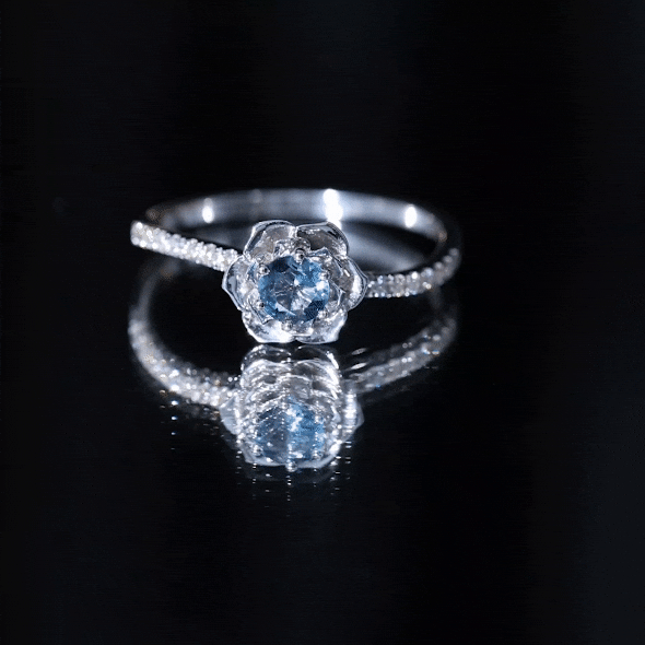 1/2 CT London Blue Topaz and Diamond Flower Engagement Ring London Blue Topaz - ( AAA ) - Quality - Rosec Jewels