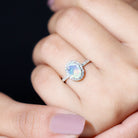 Oval Shape Ethiopian Opal and Diamond Halo Engagement Ring Ethiopian Opal - ( AAA ) - Quality - Rosec Jewels