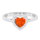 1.50 CT Heart Shape Fire Opal Engagement Ring with Diamond Accent Fire Opal - ( AAA ) - Quality - Rosec Jewels