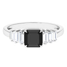 Real Black Onyx Engagement Ring With Moissanite Black Onyx - ( AAA ) - Quality 92.5 Sterling Silver 9.5 - Rosec Jewels