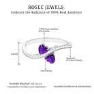 3/4 CT Heart Shape Amethyst Two Stone Engagement Ring with Diamond Amethyst - ( AAA ) - Quality - Rosec Jewels
