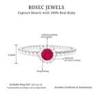 Minimal Ruby Promise Ring with Diamond Halo Ruby - ( AAA ) - Quality - Rosec Jewels