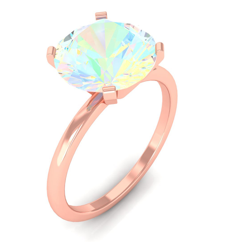 Rosec Jewels-2 CT Round Cut Ethiopian opal Solitaire Engagement Ring in Peg Head Setting