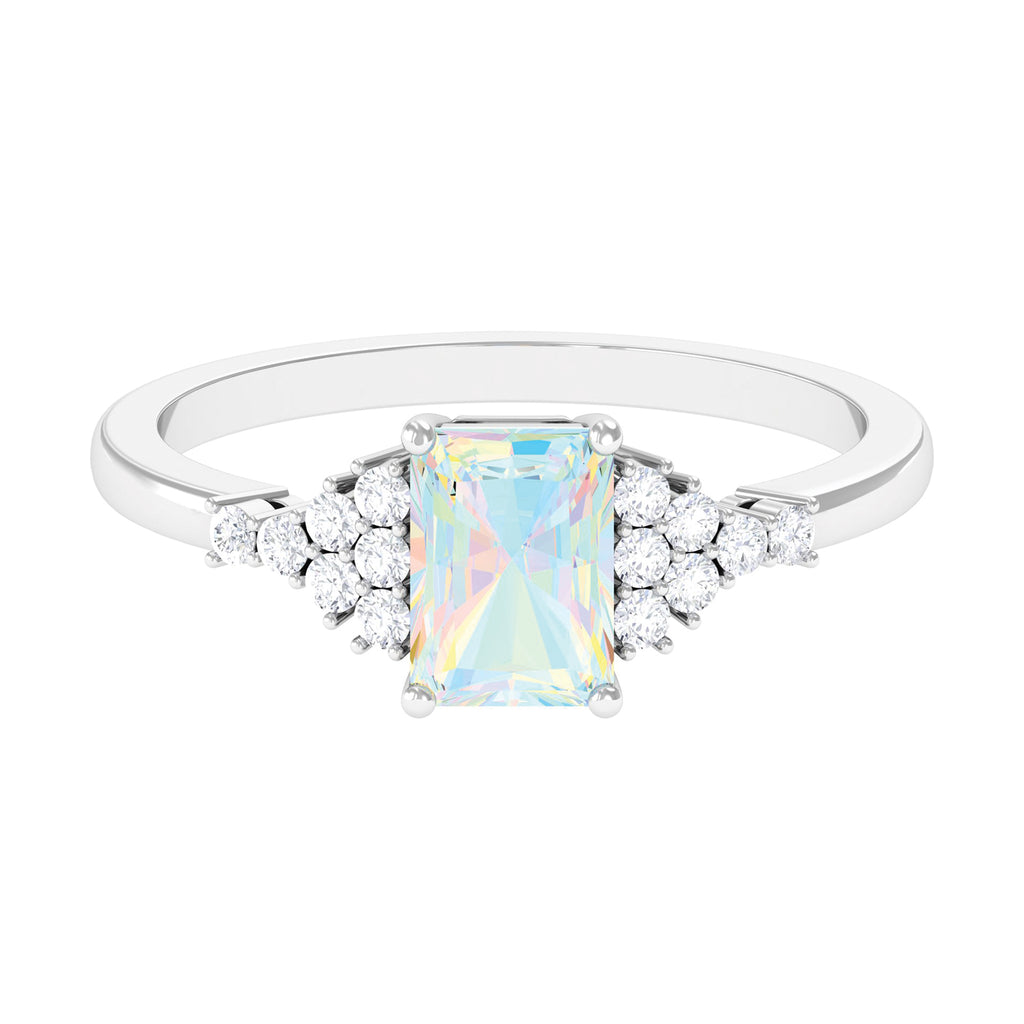 Rosec Jewels-Octagon Cut Ethiopian Opal and Diamond Solitaire Engagement Ring