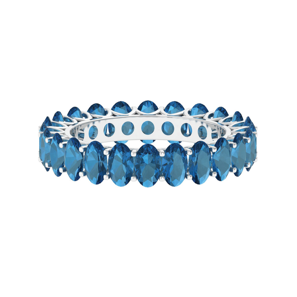 Oval Cut London Blue Topaz Eternity Ring in Shared Prong Setting London Blue Topaz - ( AAA ) - Quality - Rosec Jewels
