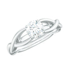 Certified Zircon Solitaire Ring with Crossover Shank Zircon - ( AAAA ) - Quality - Rosec Jewels