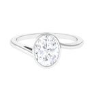 Oval Cut Solitaire Moissanite Bypass Engagement Ring Moissanite - ( D-VS1 ) - Color and Clarity - Rosec Jewels