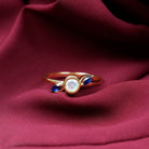 Minimal Ethiopian Opal and Blue Sapphire Leaf Promise Ring Ethiopian Opal - ( AAA ) - Quality - Rosec Jewels