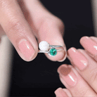 2 CT Freshwater Pearl Solitaire with Created Emerald Wedding Ring Freshwater Pearl - ( AAA ) - Quality - Rosec Jewels