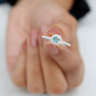 Minimal Blue Aquamarine Ring with Diamond Accent Aquamarine - ( AAA ) - Quality - Rosec Jewels