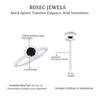 Minimal Black Spinel Halo Engagement Ring with Diamond Black Spinel - ( AAA ) - Quality - Rosec Jewels