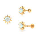 Round Ethiopian Opal Sunburst Helix Earring Ethiopian Opal - ( AAA ) - Quality - Rosec Jewels