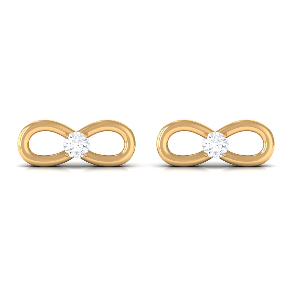 Infinity Stud Earrings for Women with Moissanite Moissanite - ( D-VS1 ) - Color and Clarity - Rosec Jewels