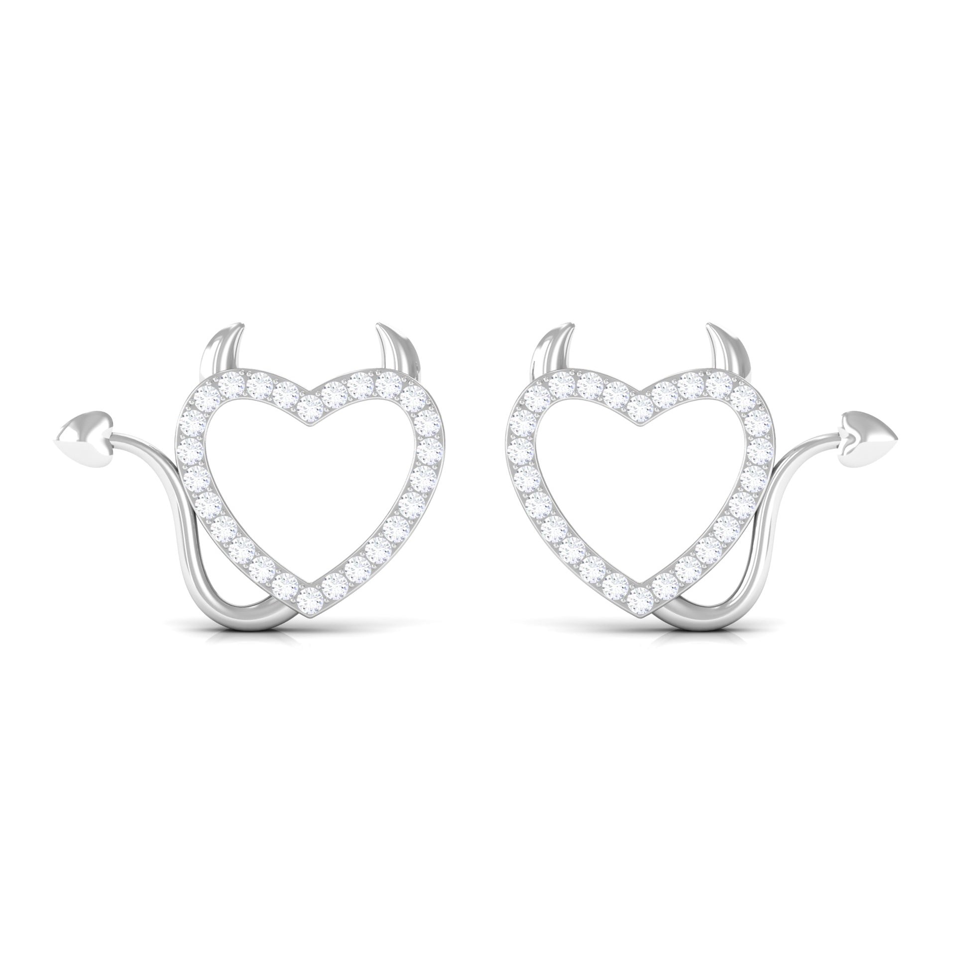 1/4 CT Diamond Devil Heart Earrings in Gold Diamond - ( HI-SI ) - Color and Clarity - Rosec Jewels