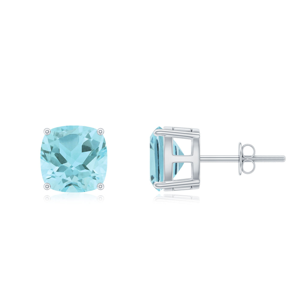 4.25 CT Cushion Cut Sky Blue Topaz Solitaire Stud Earrings in Prong Setting Sky Blue Topaz - ( AAA ) - Quality - Rosec Jewels