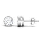 Bezel Set Moissanite Solitaire Stud Earrings Moissanite - ( D-VS1 ) - Color and Clarity - Rosec Jewels
