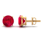 1.25 CT Round Lab Created Ruby Solitaire Stud Earrings Lab Created Ruby - ( AAAA ) - Quality - Rosec Jewels
