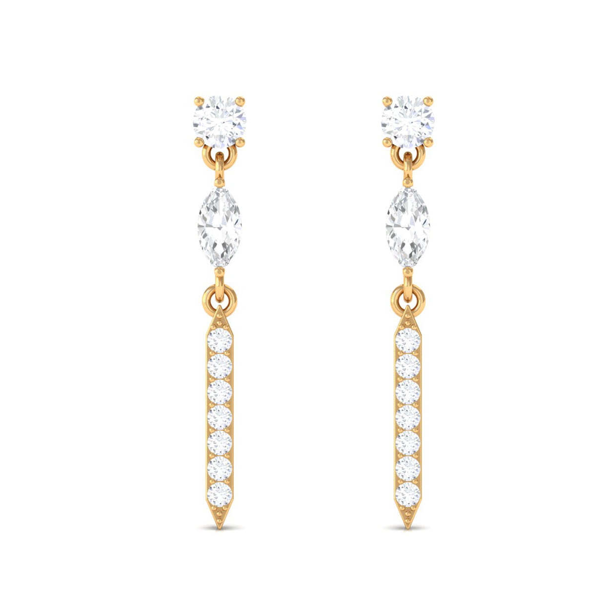 1 CT Moissanite Minimal Dangle Earrings with Screw Back Moissanite - ( D-VS1 ) - Color and Clarity - Rosec Jewels