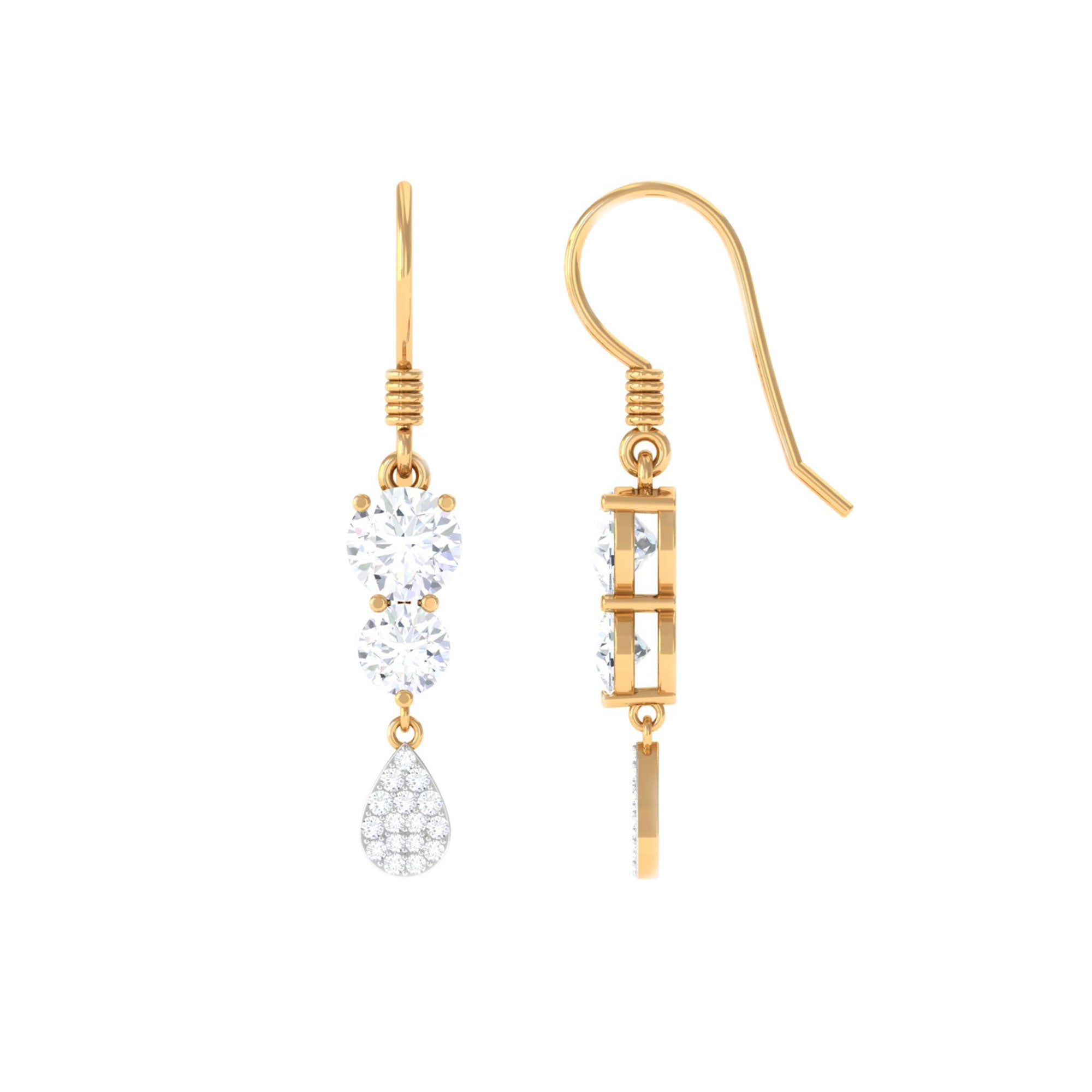 1.75 CT Zircon Minimal Dangle Earrings in Gold Zircon - ( AAAA ) - Quality - Rosec Jewels